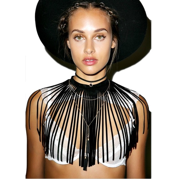 Jewelry - Suede Fringe Bib Necklace Custom Made